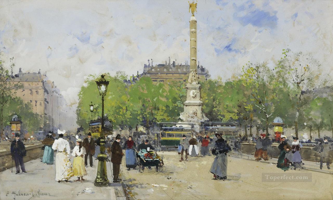 Place de Chatelet Eugène Galien parisino Pintura al óleo